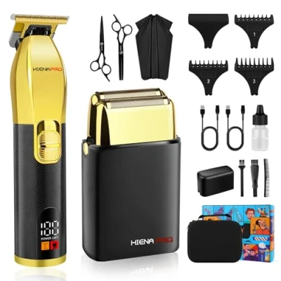 Afbeelding van HIENA PRO Elektrische scheerapparaten met scheerblad voor mannen, professionele baardtrimmer mannen verzorgingsset, haartrimmer scheerset kale kop scheerapparaat, draadloze