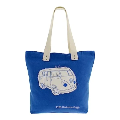 Afbeelding van BRISA VW Collection Volkswagen T1 Bus Transporter Canvas Shopper Zak Donkerblauw