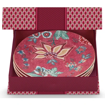 Afbeelding van Gebaksbord Pip Studio Flower Festival Dark Pink 17 cm (Set van 4)