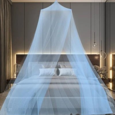 Afbeelding van klamboe bed groot muggennet tweepersoonsbed bedhemel vliegennet reizen, draagbaar voor reizen en thuis buiten (blauw)