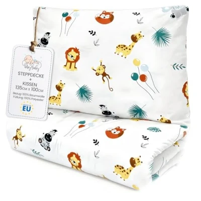 Afbeelding van Handgemaakte kinderdekbedden 100x135 cm kinderdekbedset met kussens kinderdeken kinderdekbed katoen Safari