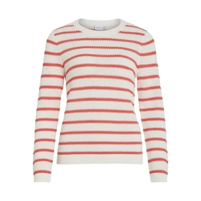 Afbeelding van VILA Vidalo Oneck Stripe NOOS Trui, Dames, Maat: XS, White alyssum