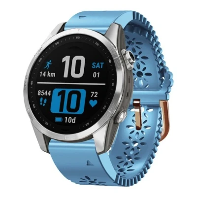 Afbeelding van By Qubix 20mm Quickfit Flower siliconen bandje Blauw Geschikt voor garmin Instinct E (40mm) Fenix 7s 6s 5s 2s Epix Pro Gen 2 (42mm)