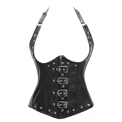 Afbeelding van Bslingerie® Dameskorset, van kunstleer, zwart