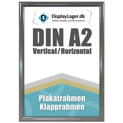 Afbeelding van DisplayLager A2 antracietgrijs klapframe met 25 mm aluminium profiel, spiegelende beschermschijf, bevestigingsmateriaal