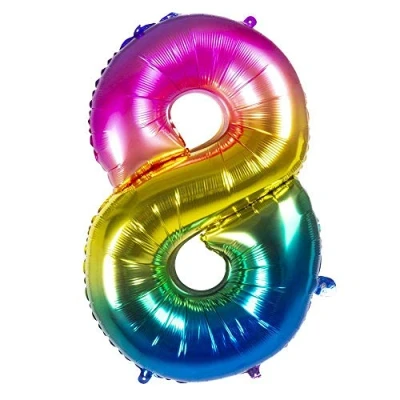 Afbeelding van Boland Folieballon &#039;8&#039; regenboog (86 cm) 8 Multi Cijfer ballon