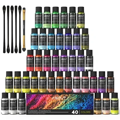 Afbeelding van Mica poeder 40 kleuren x 5g Epoxy hars kleurstof poeder, zeep kleurstof, kaars nagellak,
