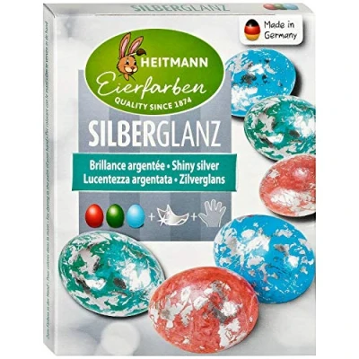 Afbeelding van Heitmann Eierfarben, Zilverglans glinsterend paasnest blauw groen en rood glitterfolie koude kleuren, 1 stuk