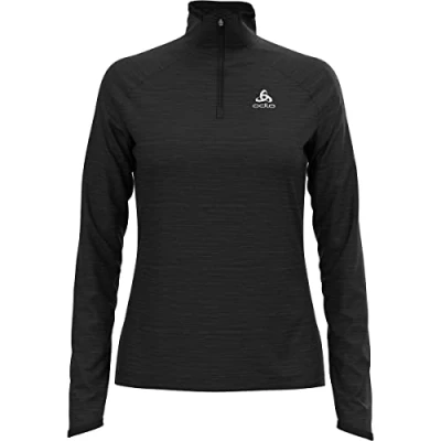 Afbeelding van Longsleeve Odlo Women Mid Layer 1/2 Zip Run Easy Warm Black Melange XS