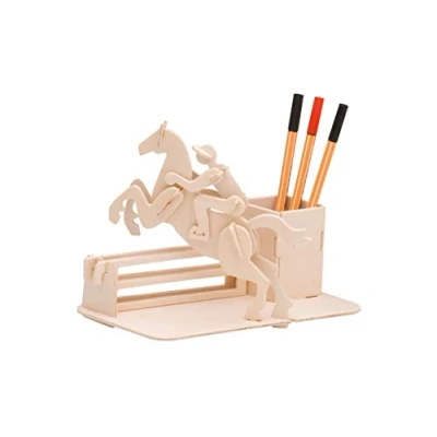 Afbeelding van Pebaro 840/1 houten bouwset 3D puzzel tafelstandaard ruiter