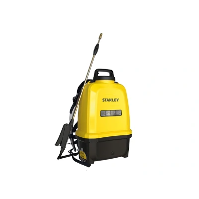 Afbeelding van Stanley Druksproeier 16 L rug, rugsproeier tuin, drukspuit, elektrisch, heroplaadbare batterij lithium, telescopische lans, regelbare sproeikop, autonomie 2 h, max. 5 bar, 0.60 l/minuut, geel/zwart