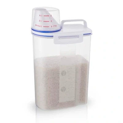 Afbeelding van TBMax Luchtdichte voedselopslagcontainer met deksel + maatbeker 2L BPA gratis plastic granen containerkorrel opbergdoos voor rijst
