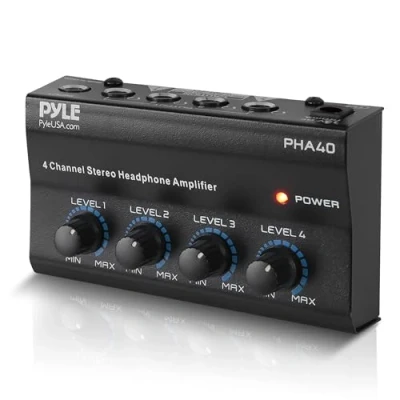 Afbeelding van Pyle Audio Voorversterker Draagbare 4 Kanaals Stereo Versterker
