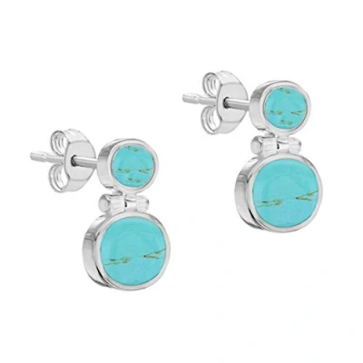Afbeelding van Tuscany Silver Oorbellen sterling zilver turquoise sneeuwpop, zilver, turkoois Voor Dames