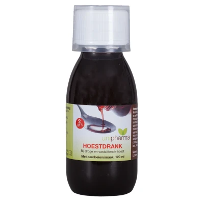 Afbeelding van Unipharma Hoestdrank 2 in 1 met aarbeiensmaak