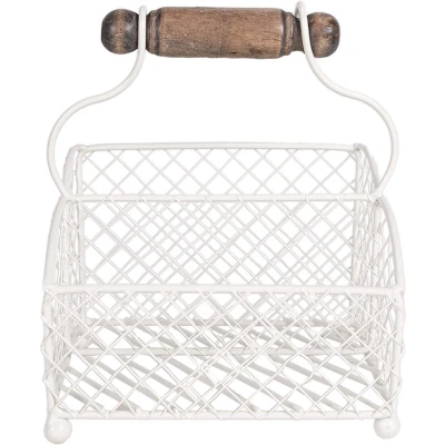 Afbeelding van Clayre &amp; Eef Brievenhouder 19x15x9 cm Wit Ijzer Mandje