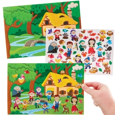 Afbeelding van Baker Ross FN177 Sneeuwwitje Stickers Set van 4, Zelfklevende voor kinderen, Knutselen kinderen