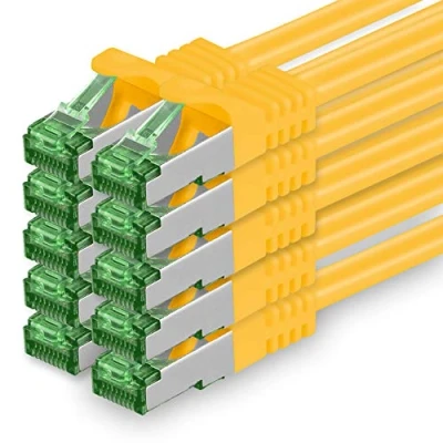 Afbeelding van 1 M Cat.7 netwerkkabel, 10 stuks Cat7 patchkabel Lan kabel Ethernet RJ45 Gbit/s (alle internetsnelheden) Geel meter