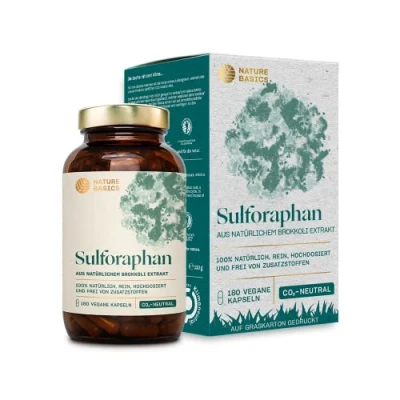 Afbeelding van Natuurlijk sulforafaan, 180 capsules, hoge dosering, 50 mg zuiver hoogwaardig gewonnen uit broccoli extract, veganistisch, gecertificeerd en duurzaam in glas