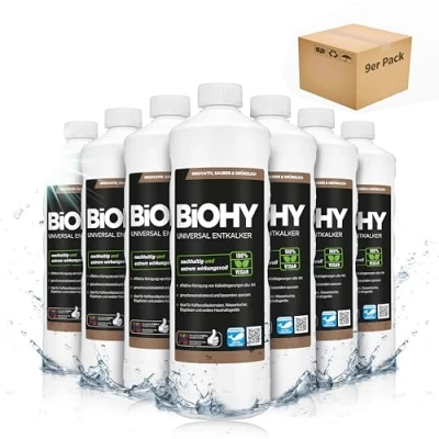Afbeelding van BiOHY Universele ontkalker (9 x 1l Fles) Universeel concentraat voor alle huishoudelijke apparaten Compatibel met koffiemachines en espressomachines (Entkalker)