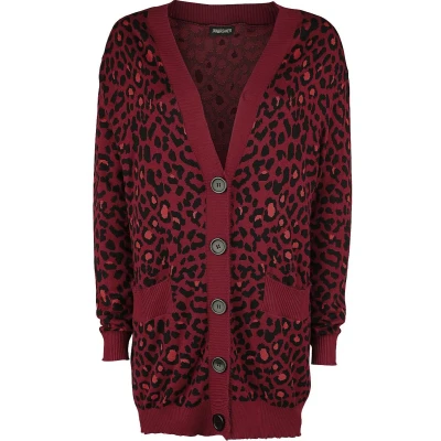 Afbeelding van Jawbreaker Maneater Red Leopard Print Oversized Lange cardigan L Rood