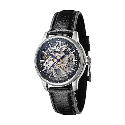 Afbeelding van Thomas Earnshaw Cornwall Skeleton automatisch herenhorloge, 40 mm, met armband van echt leer, ES 8110, Zwart, riem