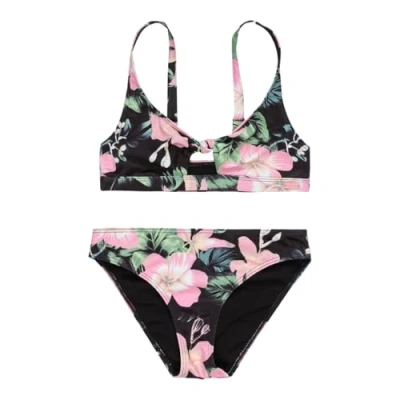 Afbeelding van Roxy Shadow Floral Bralette Bikini Anthracite voor kinderen, Maat: 128,