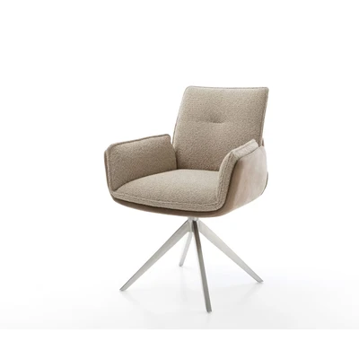 Afbeelding van DELIFE Draaistoel Nela Flex microvelours mud vintage kruisframe breed roestvrij staal 360 draaibaar rocker functie