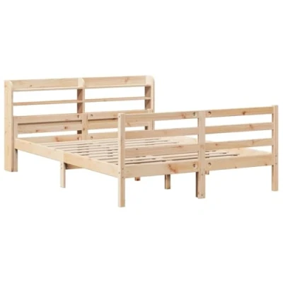 Afbeelding van vidaXL Bedframe met hoofdbord massief grenenhout 140x190 cm