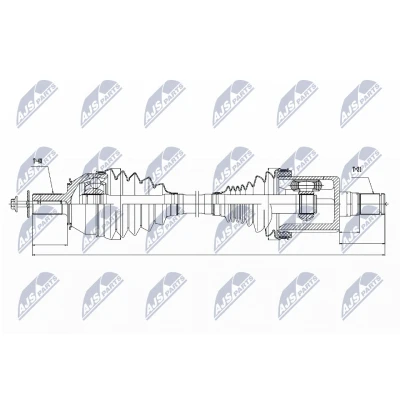 Afbeelding van NTY NPW VV 027 Aandrijfas Vooras links 551mm Automatische versnellingsbak VOLVO: V60 I, S60 II