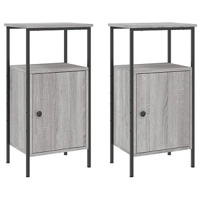 Afbeelding van vidaXL Nachtkastjes 2 st 41x31x80 cm bewerkt hout grijs sonoma eiken