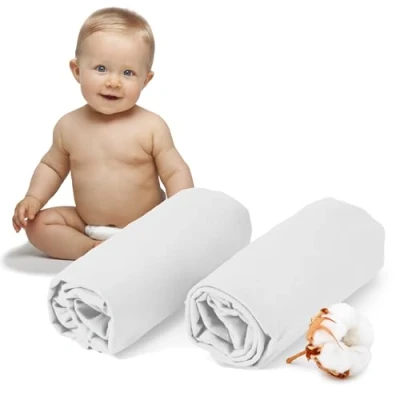 Afbeelding van Dreamzie Hoeslaken 40x80 cm voor kinderbed 100% OEKO TEX gecertificeerd jersey katoen, 150 g/m² Wit