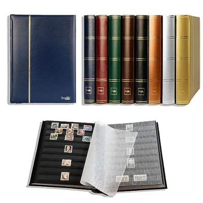 Afbeelding van Prophila 60 zwarte pagina&#039;s insteekboek postzegelalbum blauw