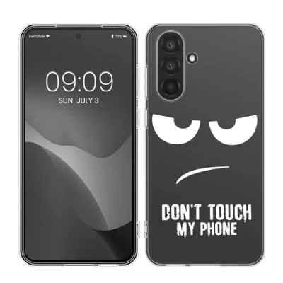 Afbeelding van kwmobile telefoonhoesje geschikt voor Samsung Galaxy A56 5G Hoesje smartphone in wit / transparant Don&#039;t Touch My Phone design