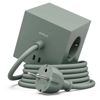 Afbeelding van Avolt Square 1 stekkerdoos USB C oak green