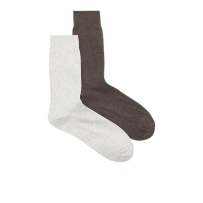 Afbeelding van JACK &amp; JONES Heren Jac Premium Sokken 2 Pack Noos, Lichtgrijs Melange/Verpakking: Chocolade Plum Melange, One size (Pack van 2),