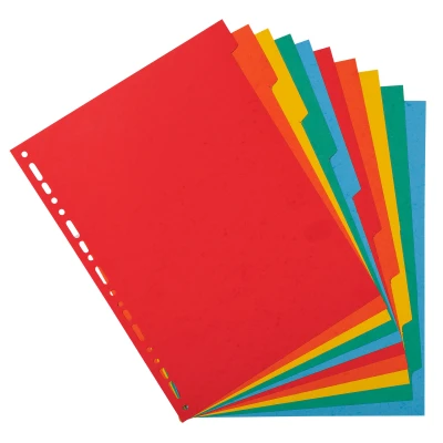 Afbeelding van Exacompta ref. 2010E Felgekleurde gerecycleerde tabbladen 220g/m2 met 10 neutrale tabs Formaat A4 Afmetingen: 22,5 x 29,7 cm