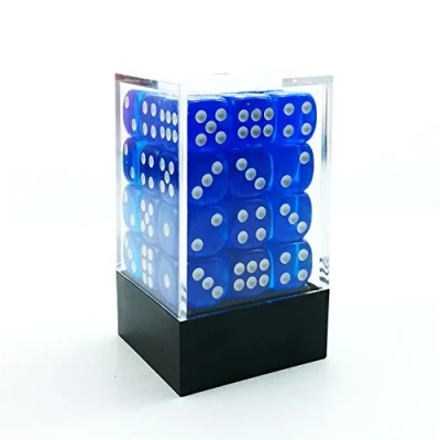 Afbeelding van Bescon 12mm 6 zijdige dobbelstenen 36&quot; bakstenen doos, zeszijdige dobbelsteen (36) blok dobbelstenen, doorschijnend blauw met witte pitten