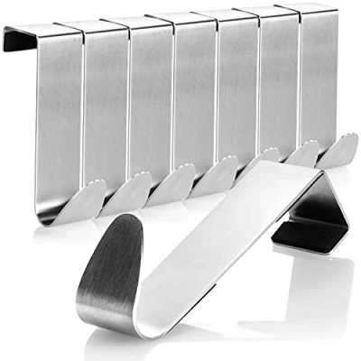 Afbeelding van COM FOUR® 8x deurhaken van RVS kledinghaken met schuimbescherming kapstokhaken voor kastdeuren en kamerdeuren 7,5 cm (08 stuks roestvrij staal gewatteerd)
