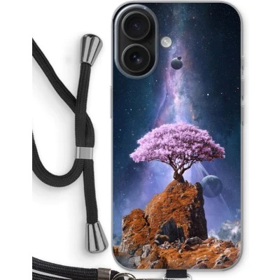 Afbeelding van Case Company® hoesje met Koord geschikt voor iPhone 16 Ambition Telefoonhoesje Zwart Bescherming aan alle Kanten en Over de Schermrand
