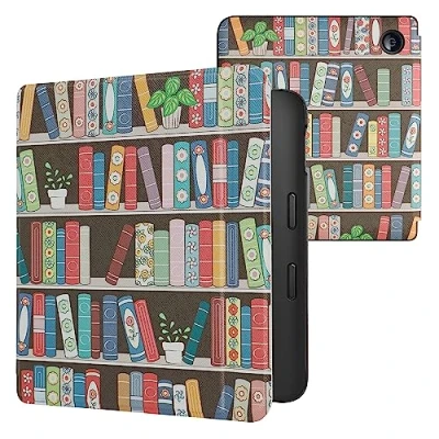 Afbeelding van kwmobile e reader hoesje compatibel met Kobo Libra 2 Magneetsluiting Ereader case Zomerse bibliotheek in blauw/groen/roze