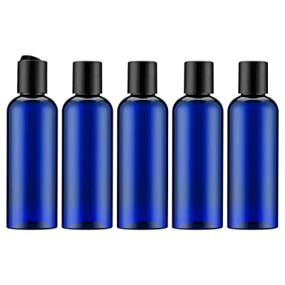 Afbeelding van Lege reisfles, lekvrije container, navulbare flessen met etiket voor shampoo, lotion, cosmetica, 100 ml (5 stuks, blauw)