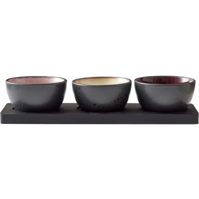 Afbeelding van Bitz Dipschaaltjes Set Gastro Zwart/multi Licht 32 x 11 cm 3 Delig
