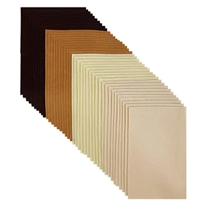 Afbeelding van Jtnohx Knutselvilt, vilten vellen van 20 x 30 cm om te knutselen, 4 kleuren, 40 stuks, gekleurde viltvellen voor doe het zelf decoraties en feestprojecten (bruine serie)