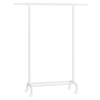Afbeelding van SONGMICS kledingrek op wielen, uitschuifbare kledingroede, kapstok van stalen buizen, verhoogde opbergrail, 40 x (83 120) 156 cm, draagvermogen tot 45 kg, wolkenwit HSR134W01