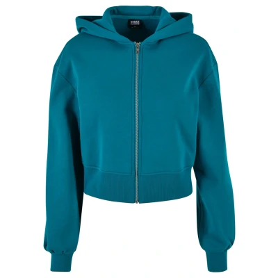 Afbeelding van Urban Classics Short Sweater met rits, Dames, Maat: XL, Watergreen