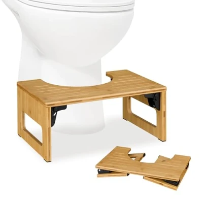 Afbeelding van wc krukje inklapbaar bamboe 18,5 x 43 27,5 cm toiletkrukje