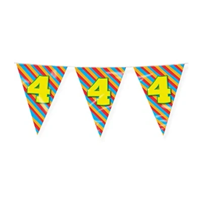Afbeelding van Vlaggenlijn slinger 4 jaar party 10 meter