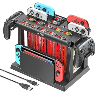 Afbeelding van Kytok Switch Game opslag met Controller laadstation, laadstation voor switch/OLED Joycons, Games, TV dock, Pro controller, Accessoires
