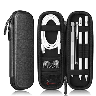 Afbeelding van Fintie Hoes Compatibel met Apple Pencil (1e / 2e Generatie) Kunstlederen Pennenhouder voor Samsung, Huawei, Surface Pro Stylus Pen tas Beschermhoes Opbergvak S en USB kabel, Zwart